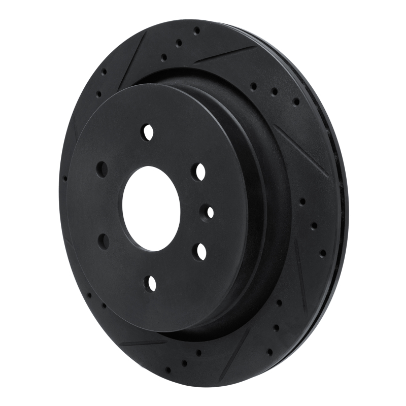 Cadillac XTS Brake Rotor (1) - Rear Left - R1 Concepts - Drilled & Slotted - Black - `13-`19